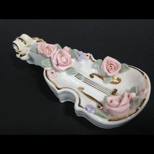 Vintage Lamore China Violin Cello ashtray? Occupied Japan Numbered musician gift